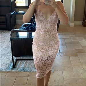 Super Flattering Pink Lace Midi dress (bodycon)